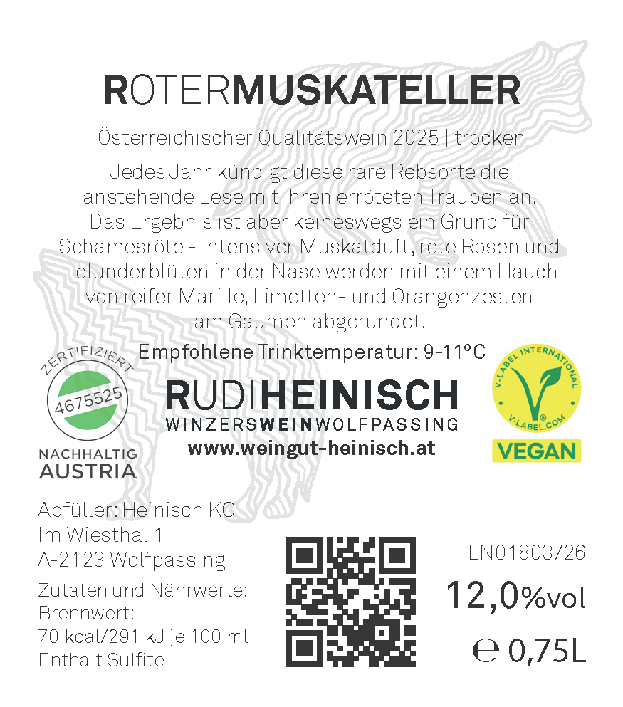 Roter Muskateller 2025 – Etikett