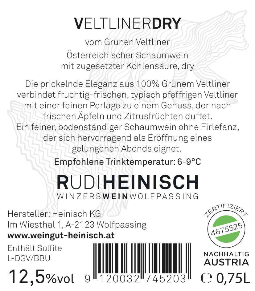 Veltliner Dry – Rückenetikett